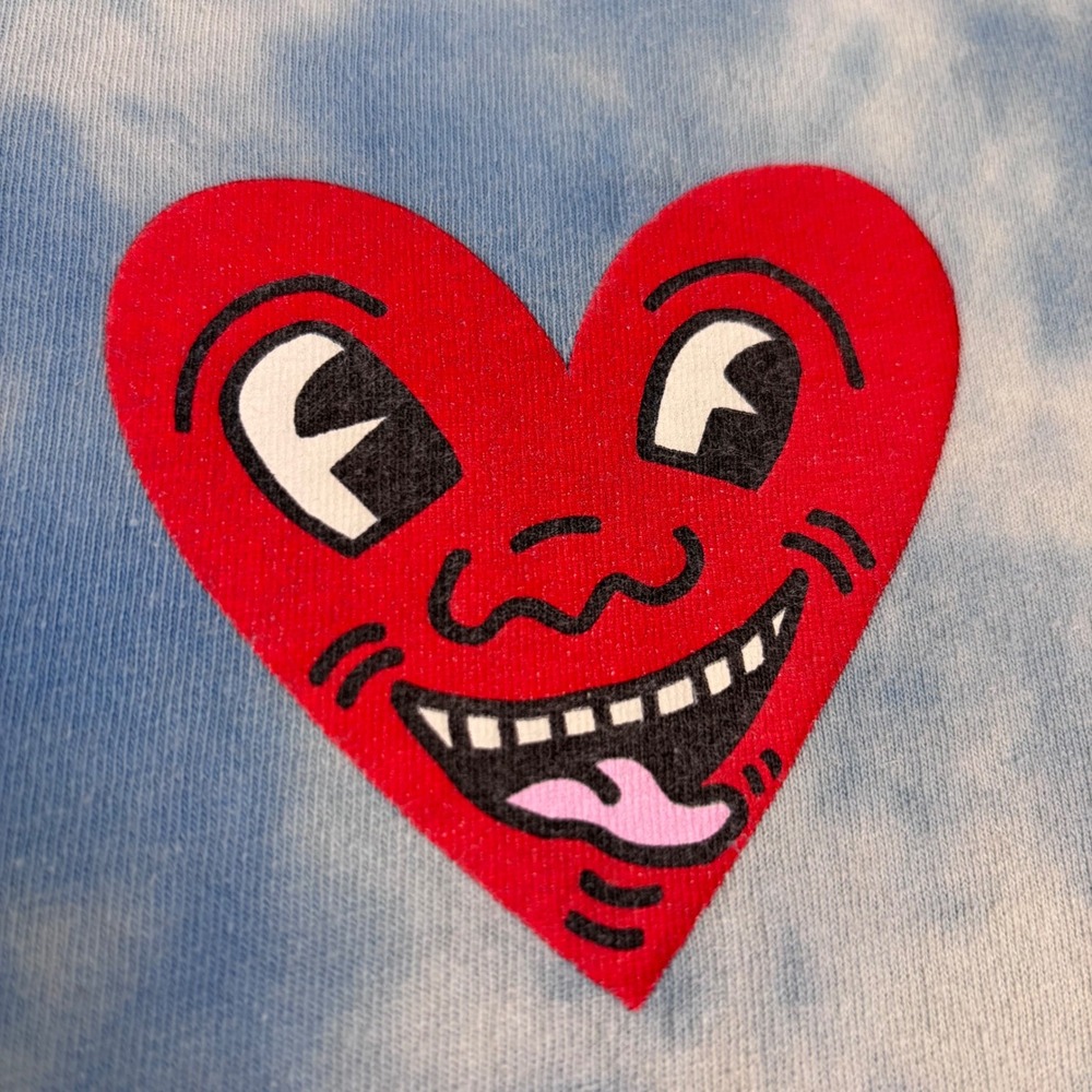 Keith Haring Blue Tie Dye Heart Graphic T-Shirt Mens Medium Ripple Junction - Picture 8 of 11